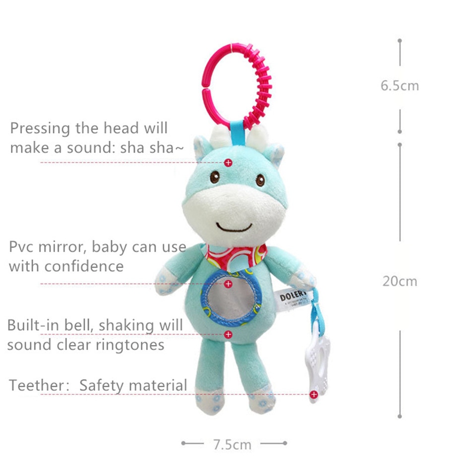 Baby Rattles Stroller Hanging Soft Toy mobile Bed Cute Animal Doll Elephant Rabbit Dog Baby Crib Hanging Bell Toys for 0-12month